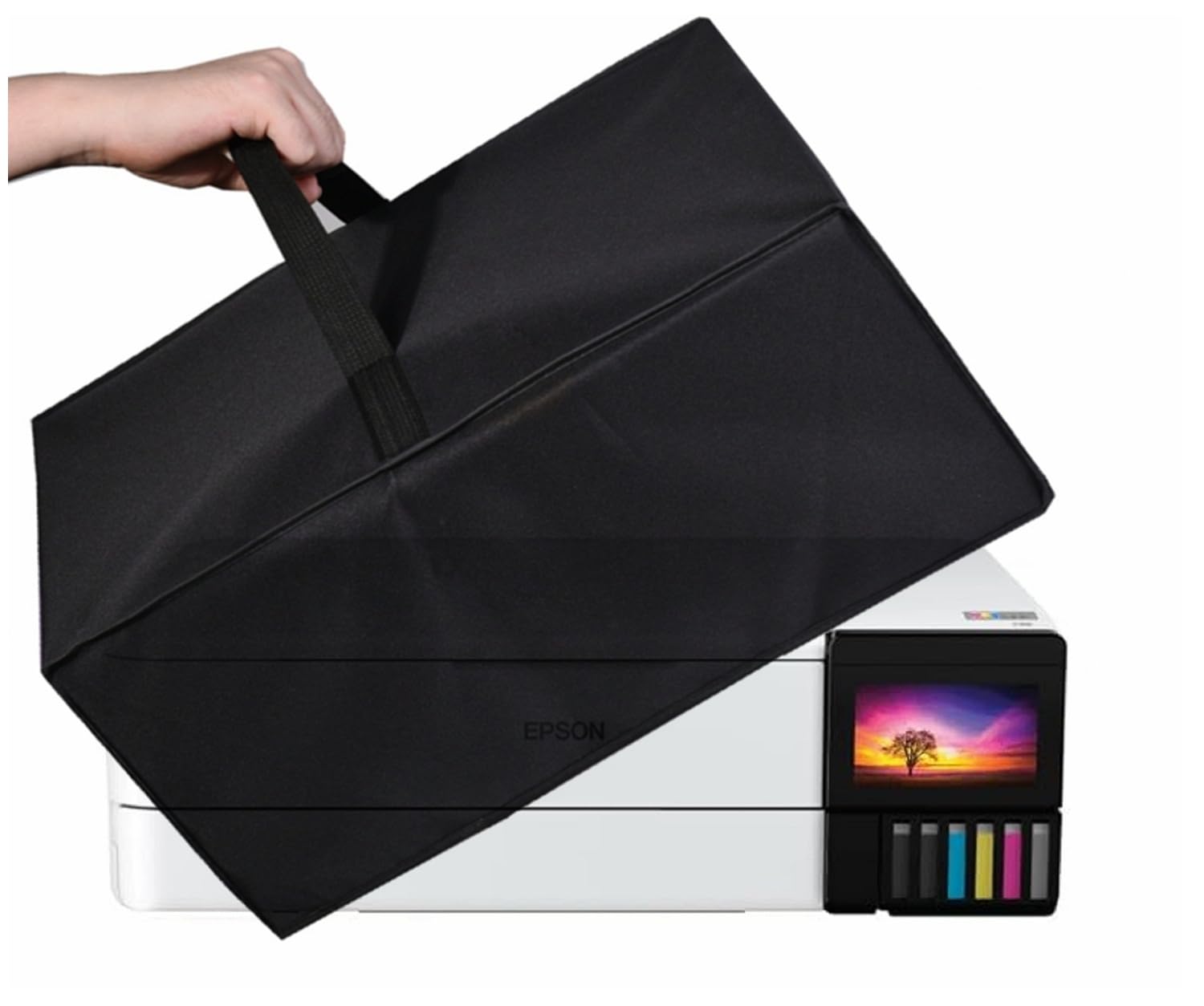 Heavy Duty Waterproof Double Layers Printer Dust Cover for Epson Photo ET-8550 Wireless Wide-Format All-in-One Supertank Printer (Black)