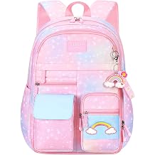 Women Cute Gradient Rainbow Backpack Lightweight Preppy Kawaii Casual Large Capacity Bookbag Back To School Supplies Pink