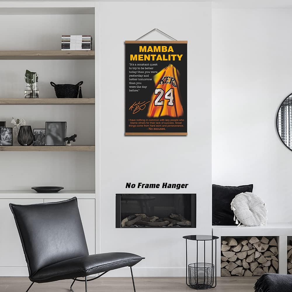 Black Mamba Inspirational Quotes Poster, Black Mamba Mentality Wall Art Decor, Jersey Canvas Art Poster for Man Cave Boys Room Office Decor, A Gift for Dear Basketball Fans, 16"x24" - Unframed | Motivational Basketball Jersey Wall Art Print for Man Cave Boys Room Office Decor