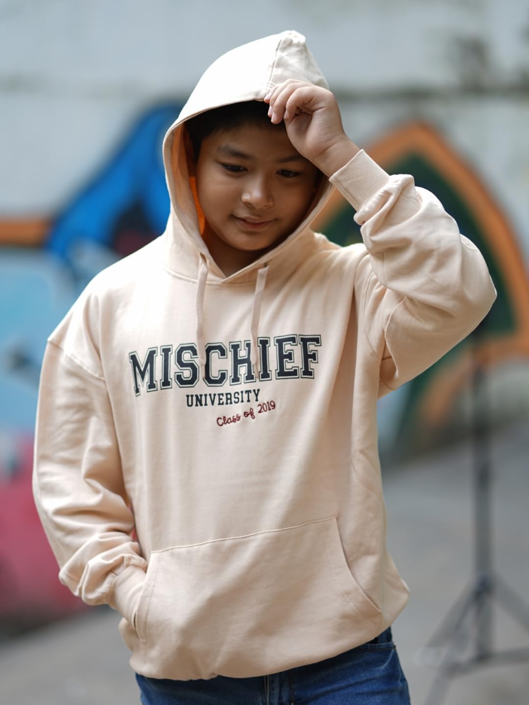 Nap Chief Unisex Baby Regular Fit Mischief University Hoodie - (NC1141M_Light Brown_18-24 Months) 3