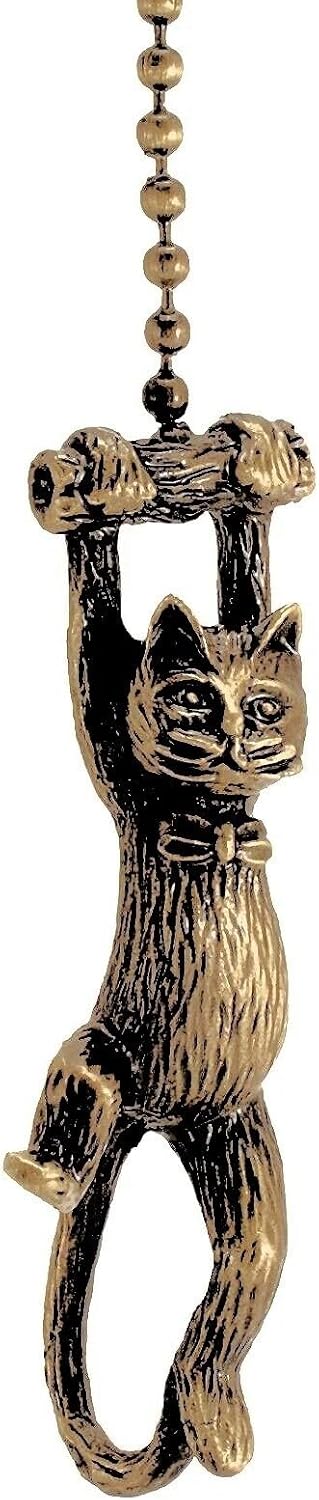 HANGING CAT FAN PULL CHAIN- ANTIQUE BRASS FT-50