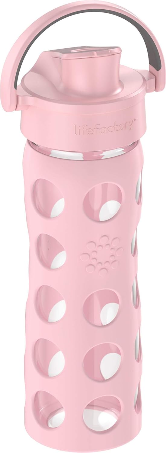 Lifefactory 16-Ounce Glass Water Bottle with Active Flip Cap and Protective Silicone Sleeve, Desert Rose - Image 2