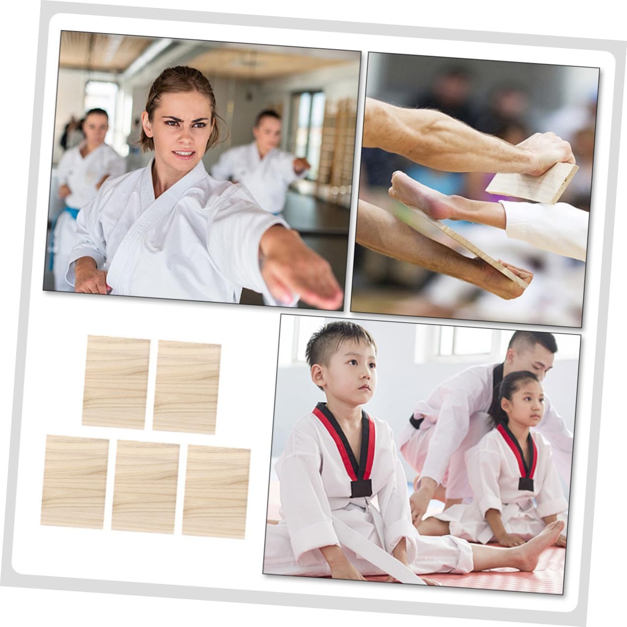 Healifty 5pcs Professional Taekwondo Breaking Boards 1.5cm Thick Wooden Karate Punching Boards Portable Training Equipment for Martial Arts Practice