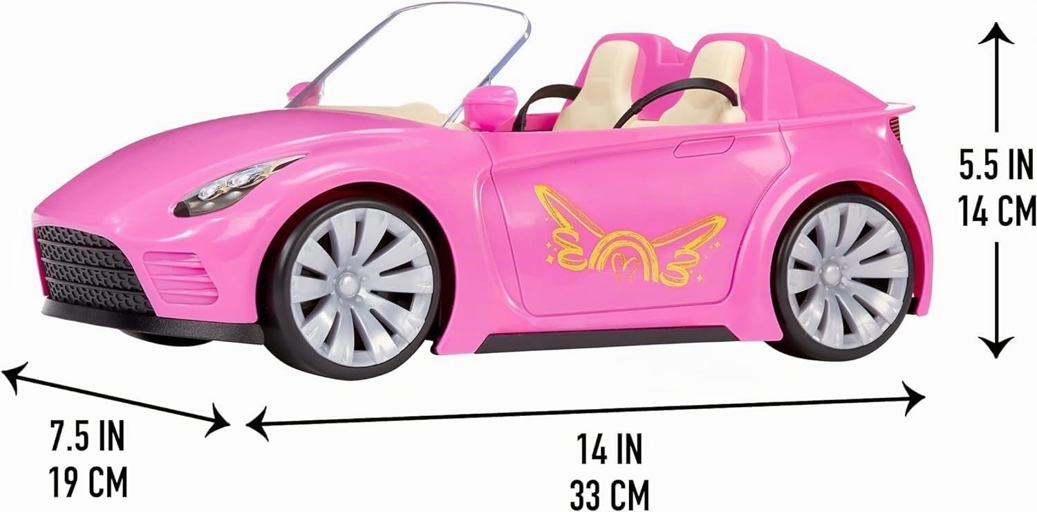 MGA's Dream Ella Coche de Juguete para niños - Caben Dos muñecas de Moda de 29 cm - Incluye Cinturones de Seguridad, Espejos y Ruedas móviles - Edad: 3+ años - Rosa