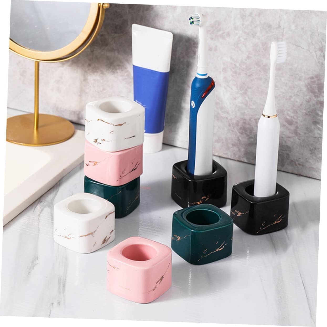 Zahnbürstenhalter Caddy, Zahnbürstensockel, elektrische Zahnbürste, elektrischer Zahnbürstenhalter, Keramik-Zahnbürstenhalter, Keramik-Zahnbürstenständer, Kosmetikpinsel, Becher, elektrische Zahnbürst