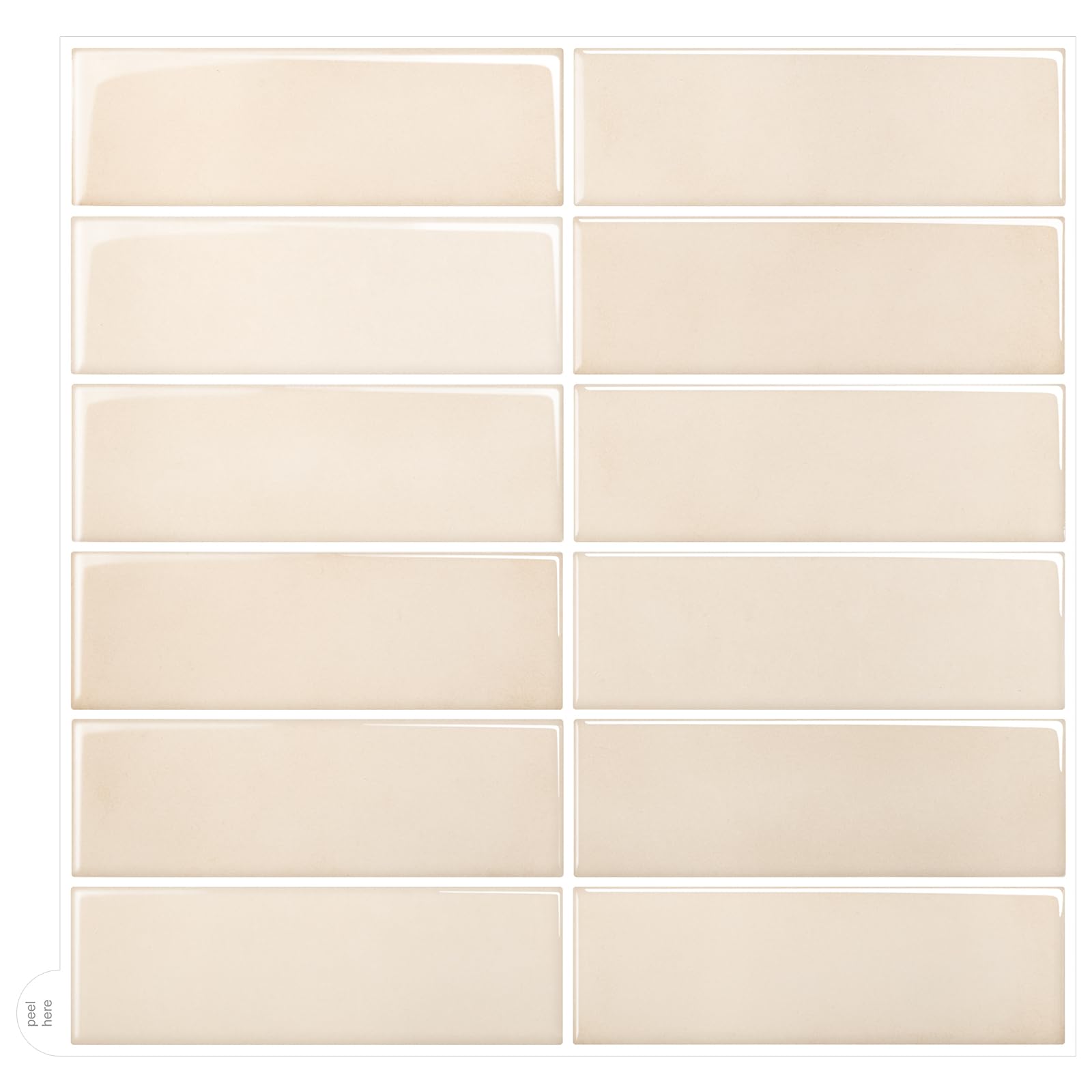 Peel and Stick Backsplash for Kitchen,New Upgrade 12" x 12" Large Premium Kitchen Backsplash,Stick on Subway Tile Peel and Stick Backsplash,Beige 10-Sheet