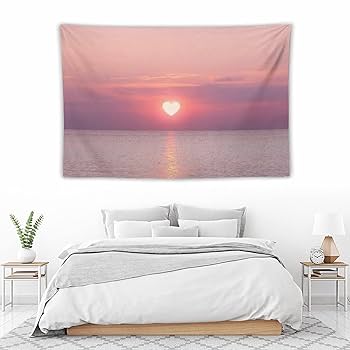 Amazon.co.jp: ピンクハート 太陽 海 夕焼け 風景 ヴィンテージ