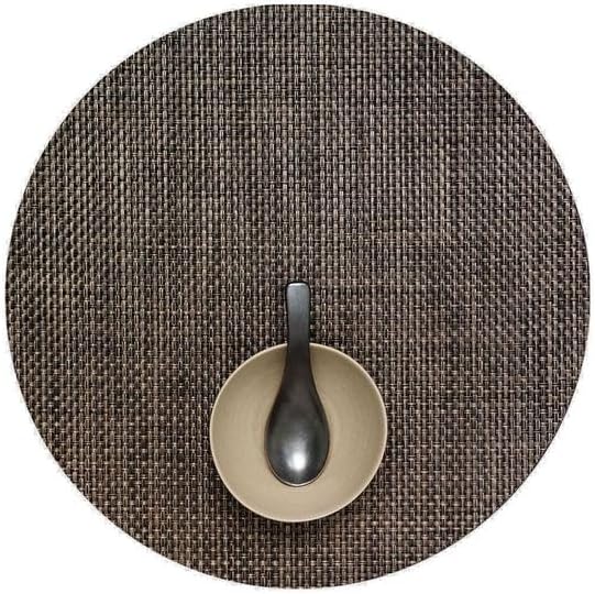 Chilewich Basketweave Placemats in Earth - Set of 4 - Easy Care Woven Tabletop Textiles - Indoor/Outdoor - 15" Round