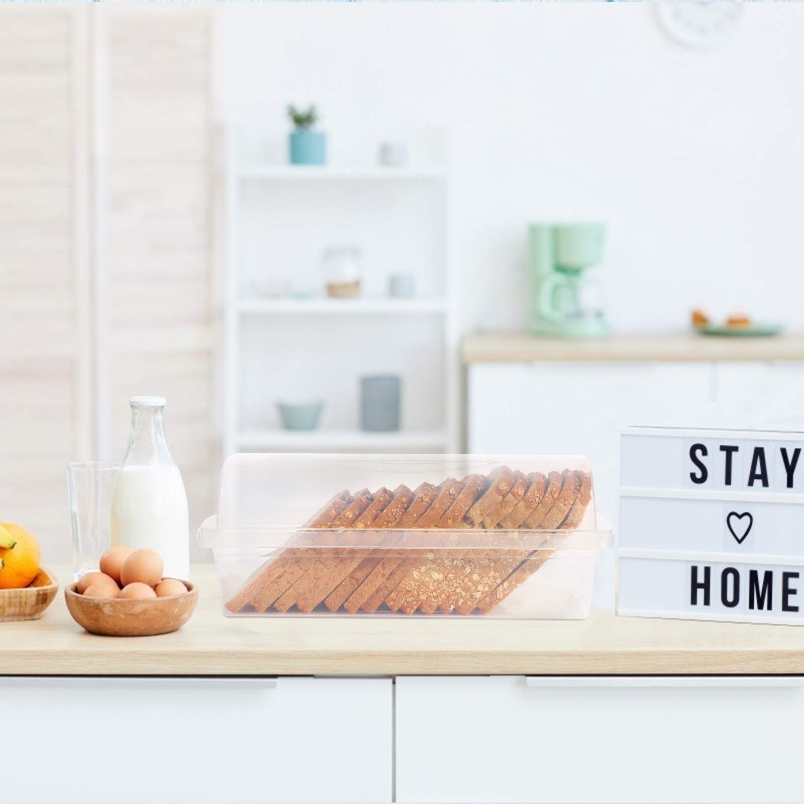 Youngever Plastic Bread Container, Bread Storage Bin, Re-usable Bread Box for Countertop Plastic Bread Bin - Image 3