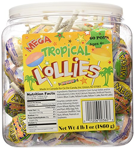 Ce De Candy Mega Tropical Lollies (60 Pops Per Tub)