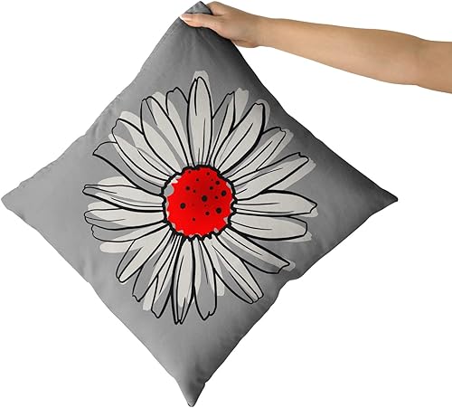 Miniatura 8 de Juego de 2 fundas de almohada de margaritas rojas de 18 x 18 pulgadas, fundas de almohada florales modernas y abstractas de flores, decoración del