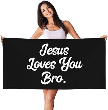 Jesus Loves You Bro Beach Towel 27.5 x 55 Inches - Quick Dry Sand-Free Towels | Lightweight & Compact for Travel | Oversized Pool Towel for Adults, Summer, Vacation