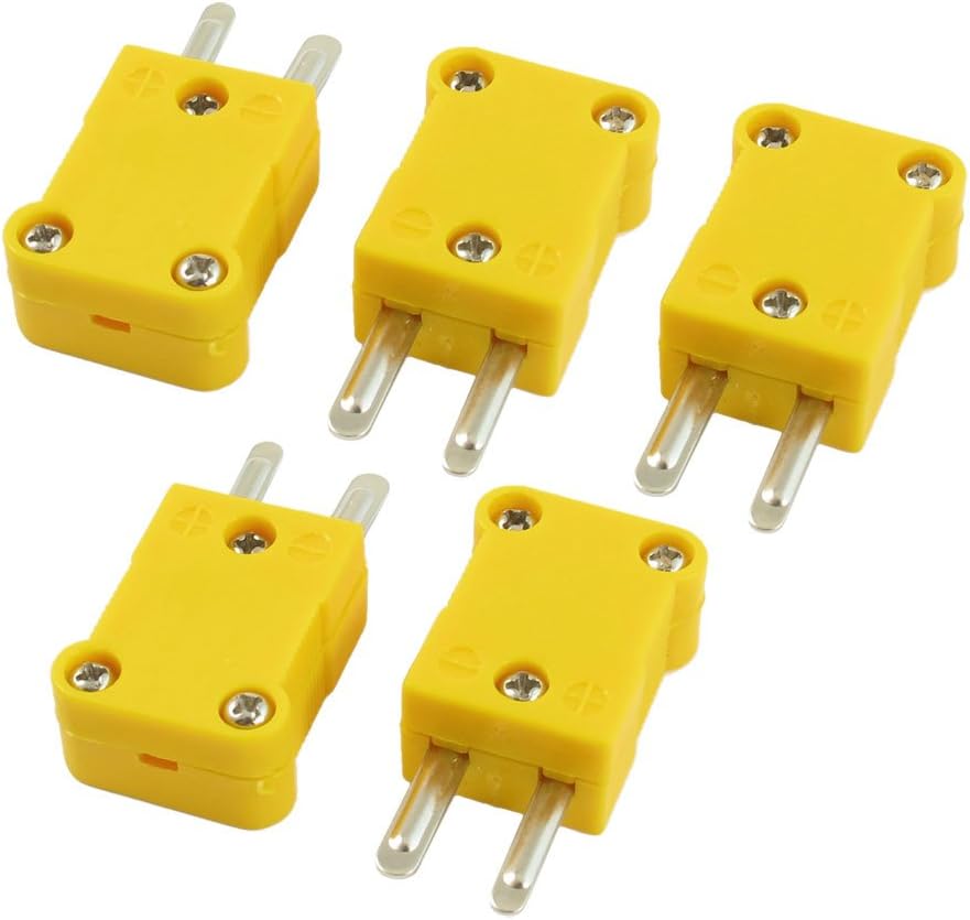uxcell 5 Pcs Yellow Plastic Case SMPW-K-M K Type Thermocouple Wire Connector
