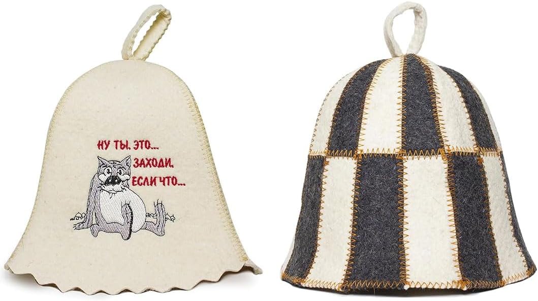 ASKOLD Wool Russian Banya Hat + Sauna Hat Checkered