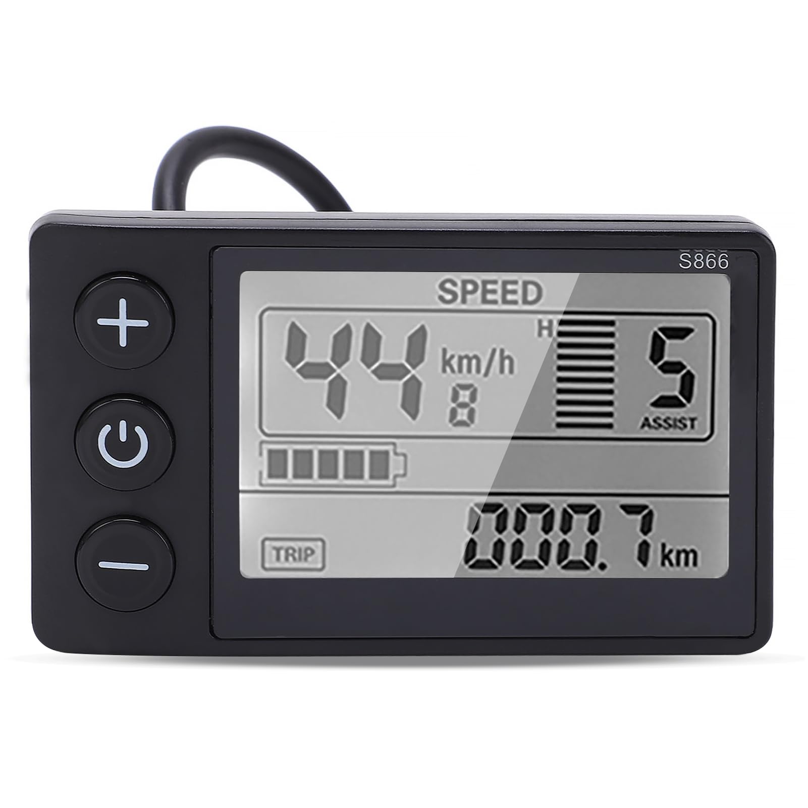 ZAWELIYO Electric Bike LCD Display S866 LCD Display Meter 24V 36V 48V Control Panel Display with Plug for Electric Bike Scooter Modification
