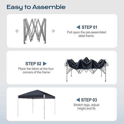 Miniatura 9 de Aoodor Tienda de campaña desplegable de 10 x 10 pies, sombra instantánea portátil para camping, fiestas y eventos al aire libre, marco de hierro