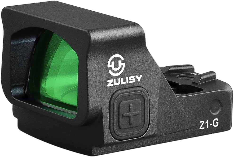 ZULISY Z1-G 4 MOA Micro Green Dot Sight, for RMS RMSc 407K Footprint Compact Pistol Mount, Shake Awake 1x22mm Mini Open Reflex Sight, 1 Click 1 MOA