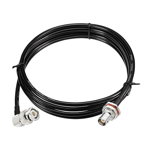 Eightwood BNC - Cable coaxial de ángulo recto hembra a BNC macho RG58 puente de 6.5 pies para receptor de micrófono inalámbrico, escáner de radio,