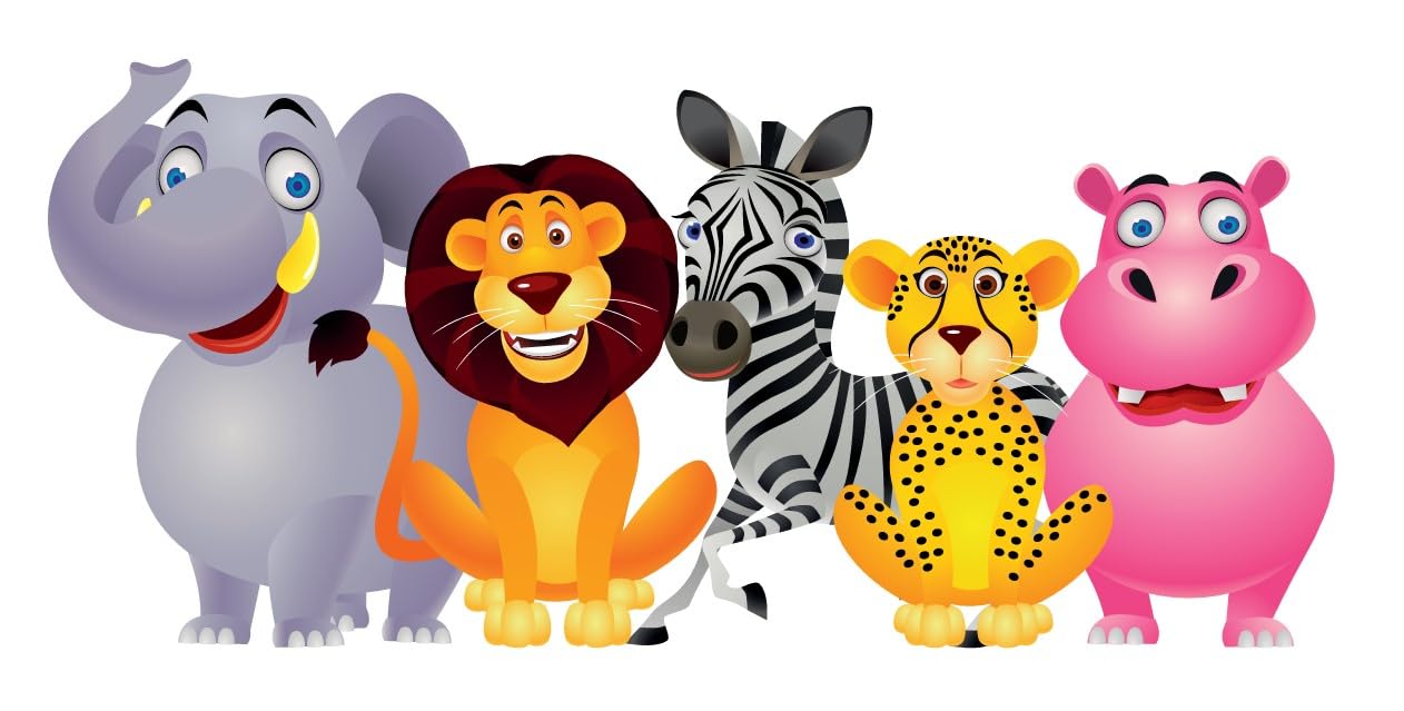 leomark comodino moderno in legno 40cm x 38cm x 42cm (A), con cassetto e scompartimento apertoin, comodino per bambini, mobili per la cameretta dei bambini con stampa colorata Animali