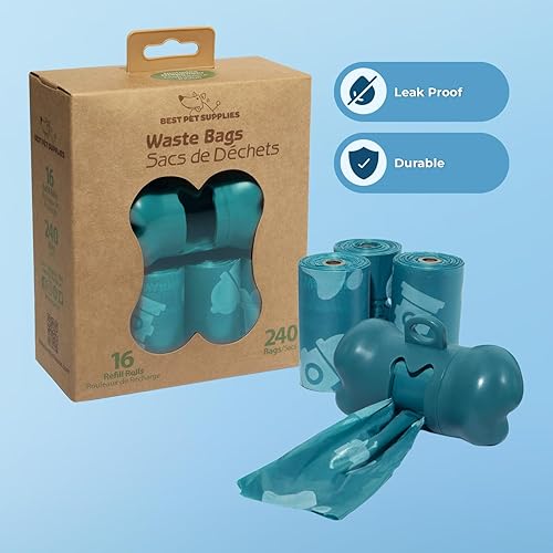 Vista 128 de Best Pet Supplies - Bolsas para limpieza de excremento de perro, rollo de repuesto, uso en exteriores, a prueba de fugas y desgarros, plástico