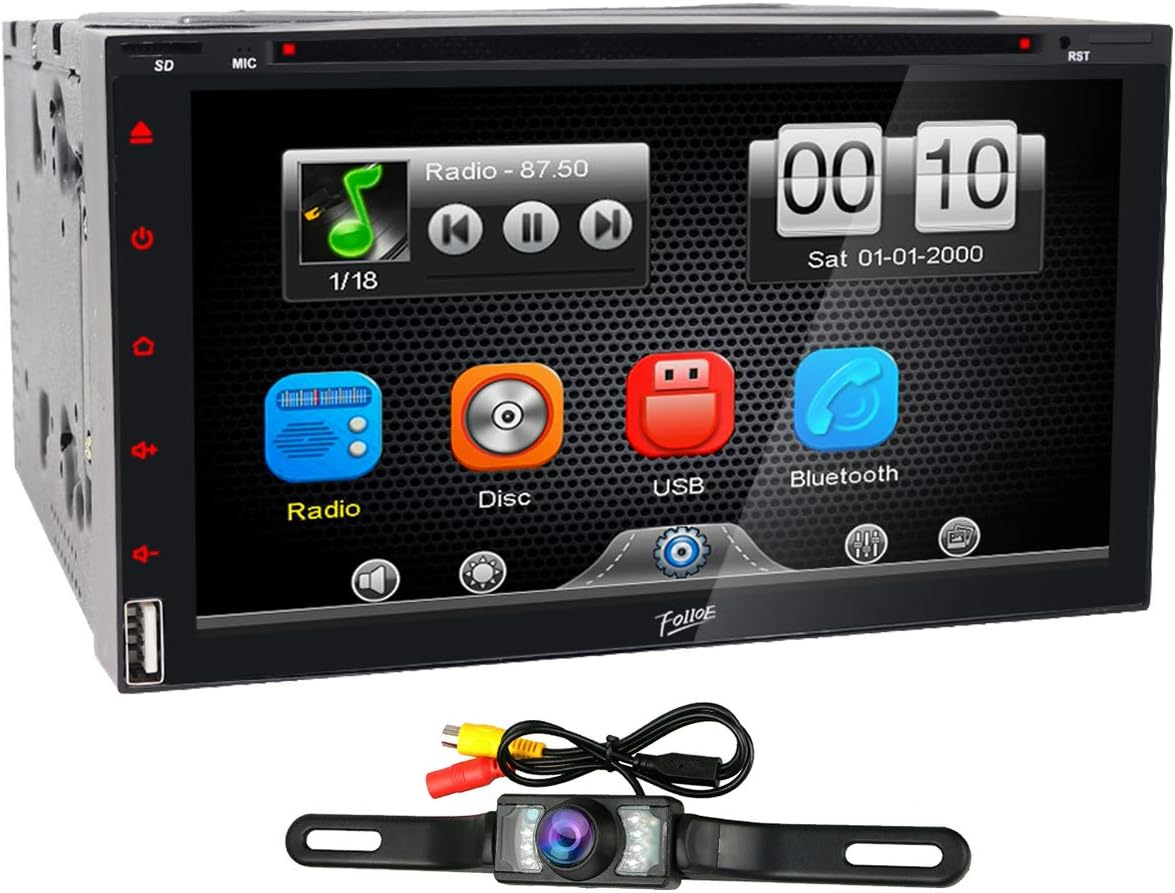 7 Inch Touchscreen Double 2 Din Car Stereo DVD CD Player - Bluetooth, USB, FM, RDS