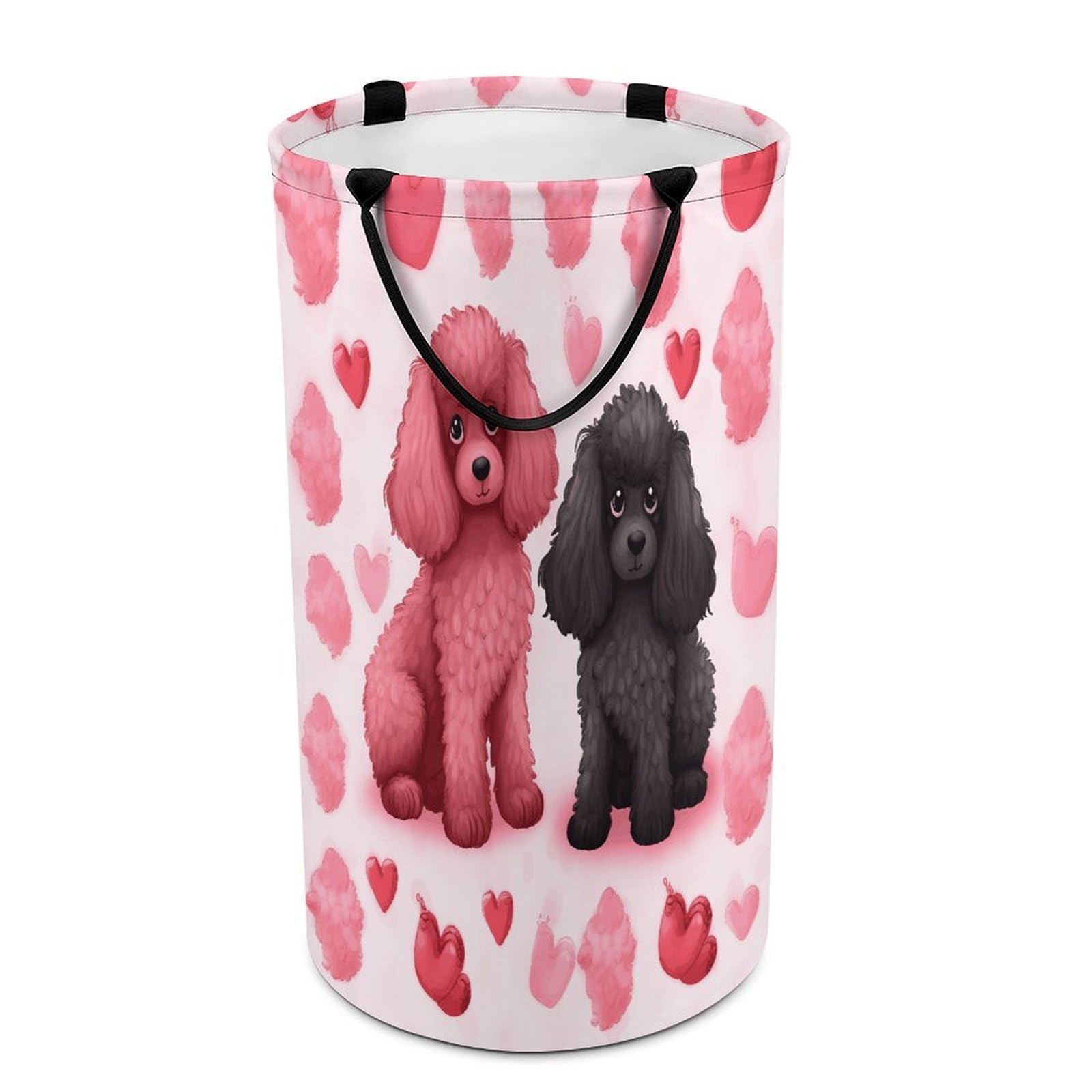 Pink Poodles Dogs Dirty Clothes Basket Large Capacity Laundry Basket Freestanding Laundrys Hampers Tall Collapsible Clothes Hamper for Blankets Toys