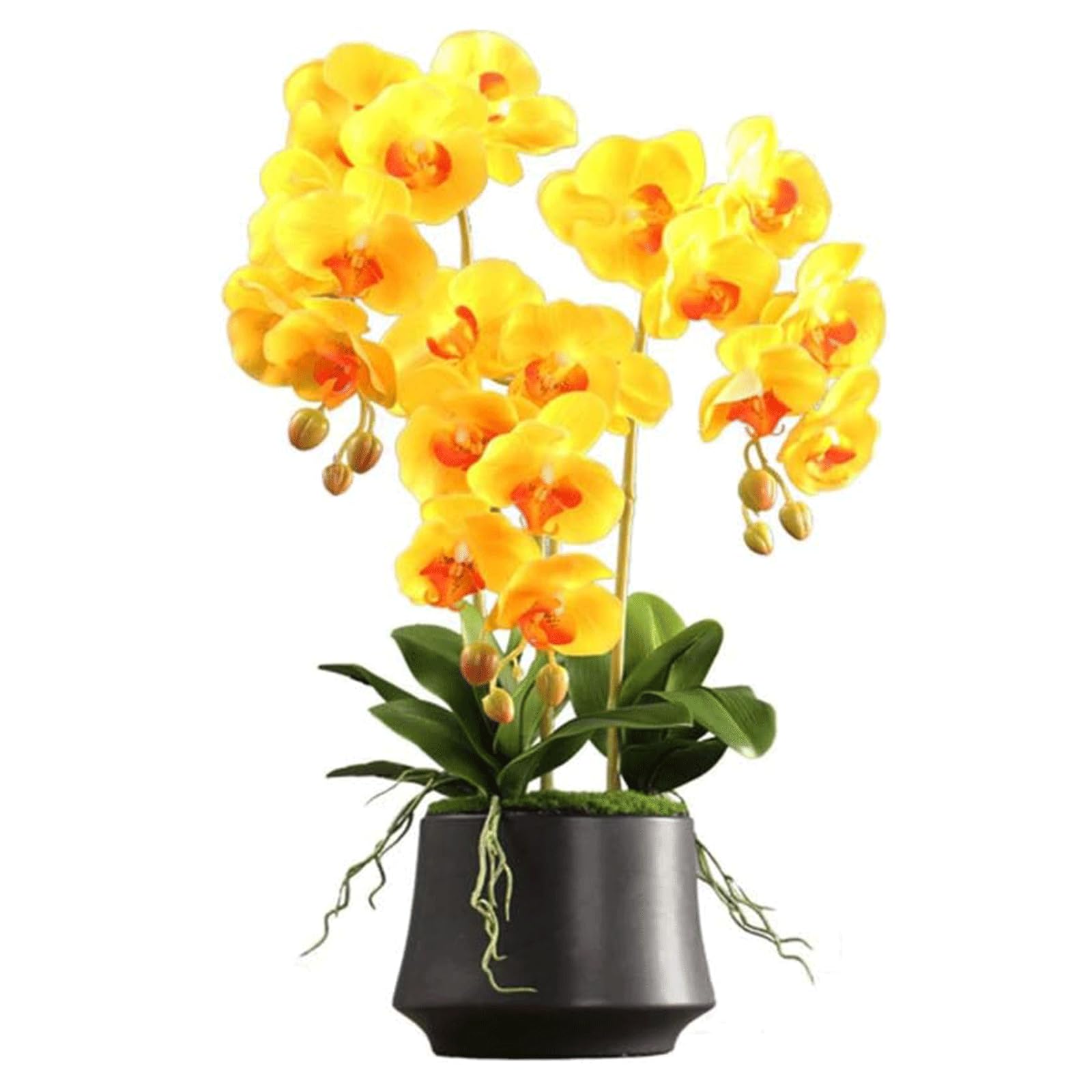 DFGHNBVC Artificial Flower With Vase Artificial Phalaenopsis Flowers Pu Fake Floral 23.6 Inches Faux Orchids Decor Artificial Orchid