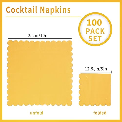 Miniatura 44 de Paquete de 100 servilletas de cóctel de 2 capas con bordes festoneados plegadas de 5 x 5 pulgadas, servilletas desechables para cena, boda, fiesta