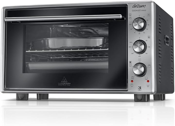 Arzum AR2002 Cookart Maxi Cift Camlı Fırın, Paslanmaz Çelik