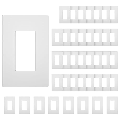 Placa de pared decorativa sin tornillos, cubierta de salida segura para niños, cubiertas blancas de placa de interruptor de 1 banda, policarbonato