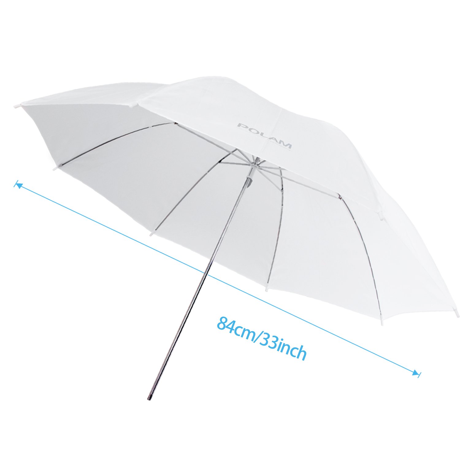 POLAM-FOTO 33"/84cm Parapluie Photo/Parapluie d'Eclairage de Studio, 1*Parapluie Translucide/Blanc de Lumière Douce et 1*Parapluie Noir/Argent pour la Photographie (1 Blanc et 1 Noir)