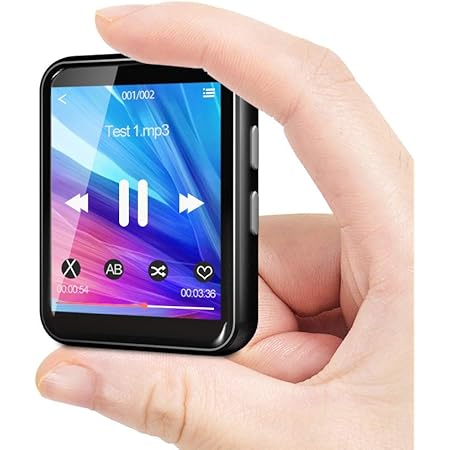 Bluetooth MP3 Player, 16GB 5.0 Music Player with Extendable Storage 128GB, HiFi Lossless Sound,1.8" Full Touch Screen,Portable Walkman for Sport with Clip Speaker FM Radio Recorder E-book Video Alarm