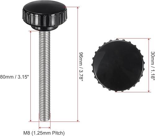 Miniatura 90 de uxcell Perillas de sujeción moleteadas M6 x 1.969 in métricas chapadas en zinc de acero al carbono rosca macho tornillo de pulgar en tipo 0.787 in