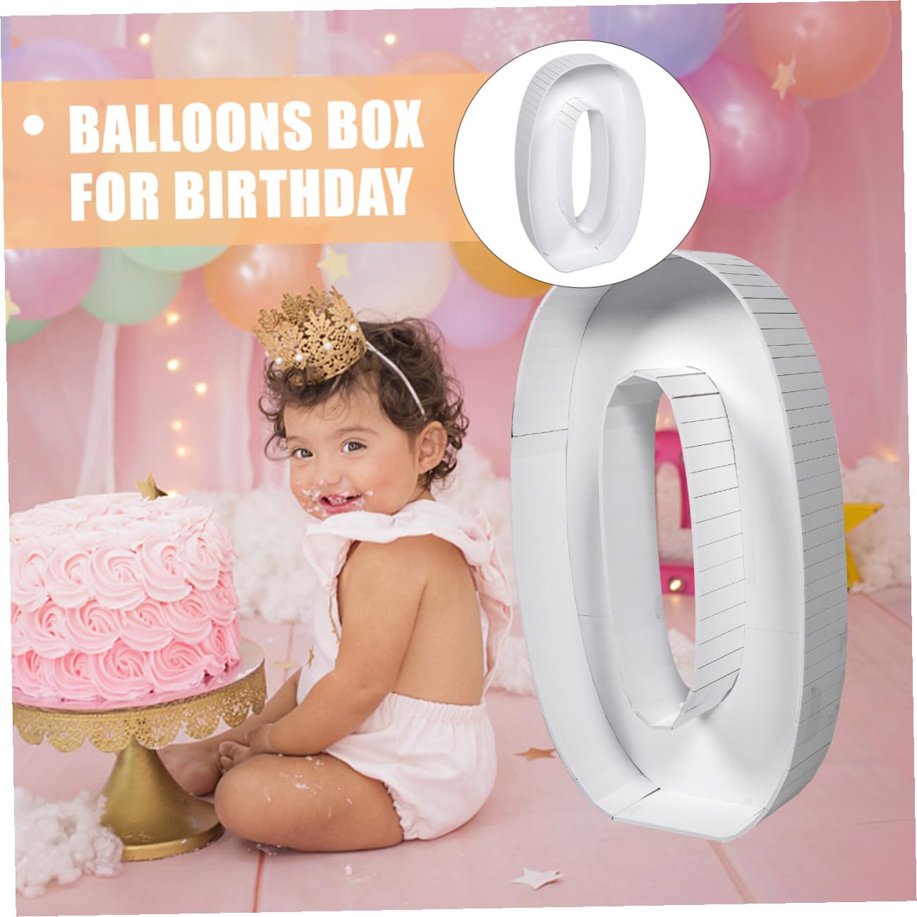 ibasenice Support de Chiffres en Ballon Réutilisable Forme 0 en Ps Blanc pour Décoration Facile de Fête Anniversaire Garçon et Filles et Baby Shower