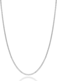 Miabella 925 Sterling Silver 2mm Italian Round Box Chain Necklace for Women Men - Hypoallergenic, Made in Italy