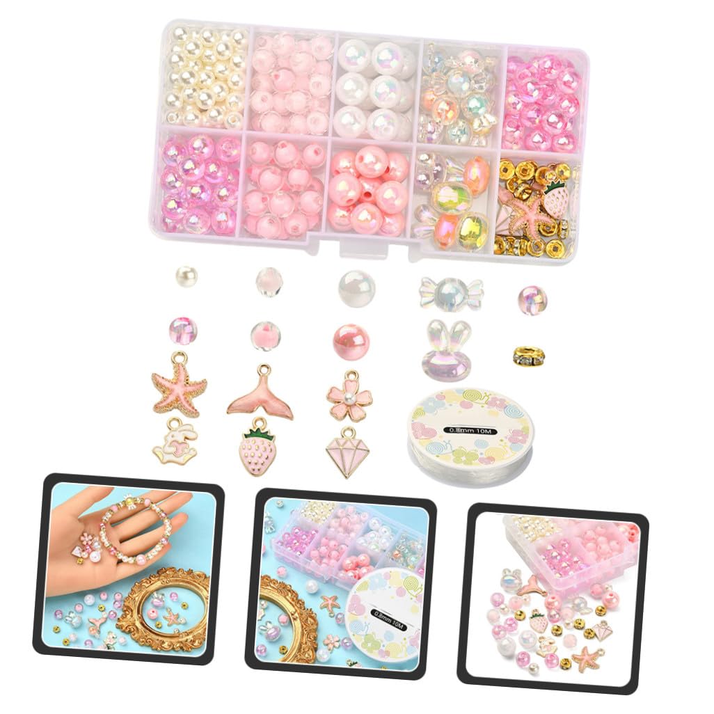 Gadpiparty 5 Ensembles Kit de Fabrication de Bracelets Diy avec Perles Ensemble de Compartiments pour Création de Bijoux Rose Outils pour Bijoux Pendentifs et Accessoires Filles