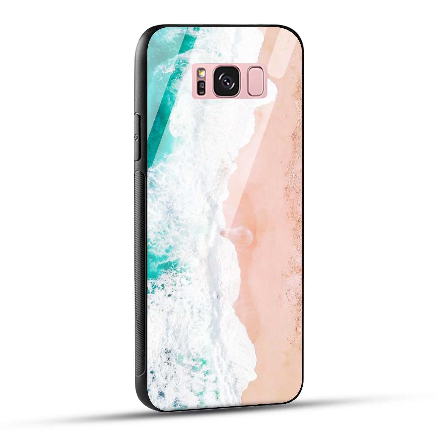 NDCOM for Samsung Galaxy S8 Plus Back Cover Ocean Wave Printed Glass Case