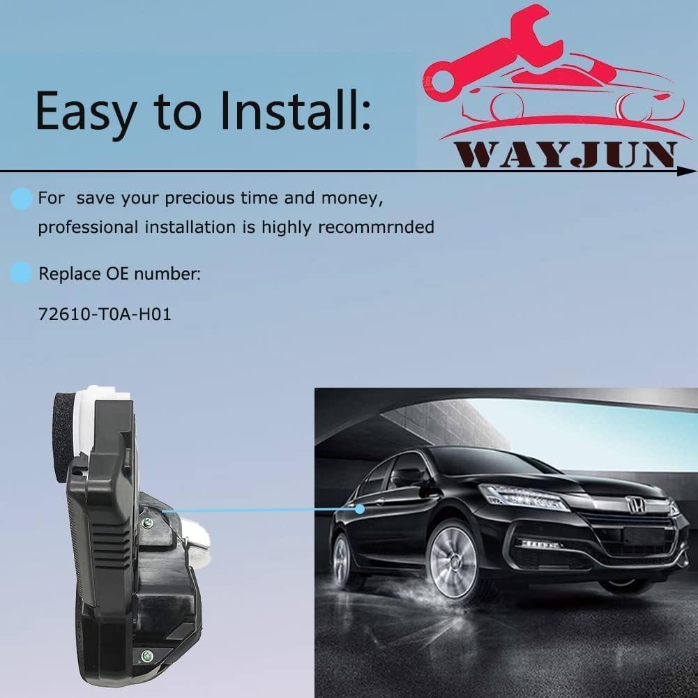 WayJun 72610-T0A-H01 Rear Passenger Side Door Lock Actuator Compatible with 2013-2017 Accord CR-V Rear Right Door Latch Motor