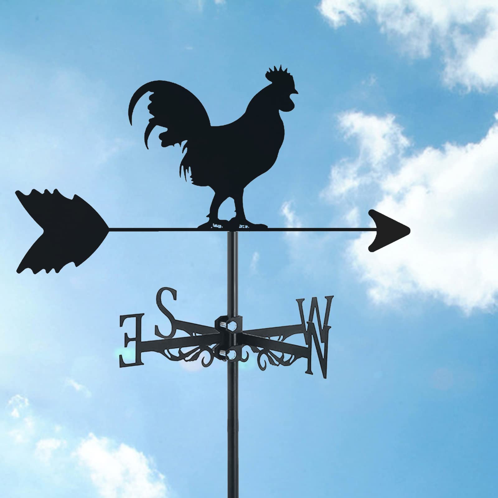 TAXXII Metal Weathervane - Farmhouse Chickens Weather Vane For Outdoor Roof Mount, Wind Direction Indicator Yard Garden Architecture