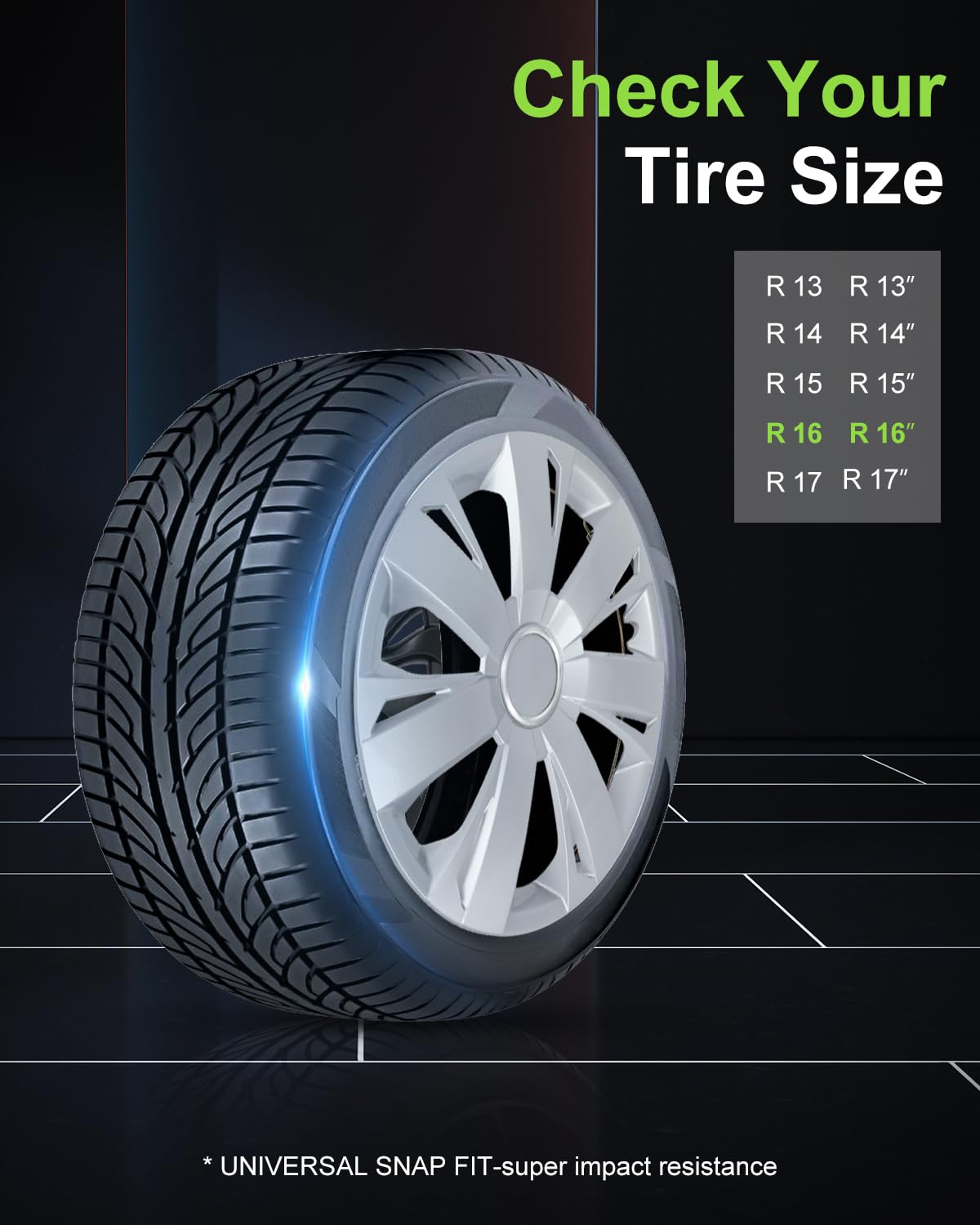 SCITOO Premium 16 Inch Hubcaps Set of 4 Wheel Rim Cover OEM Style Easy Snap On Car Truck SUV Hub Cap Replacement for Mazda,for Dodge,for Ford,for Honda,for Kia,for Mitsubishi,for Hyundai,etc.