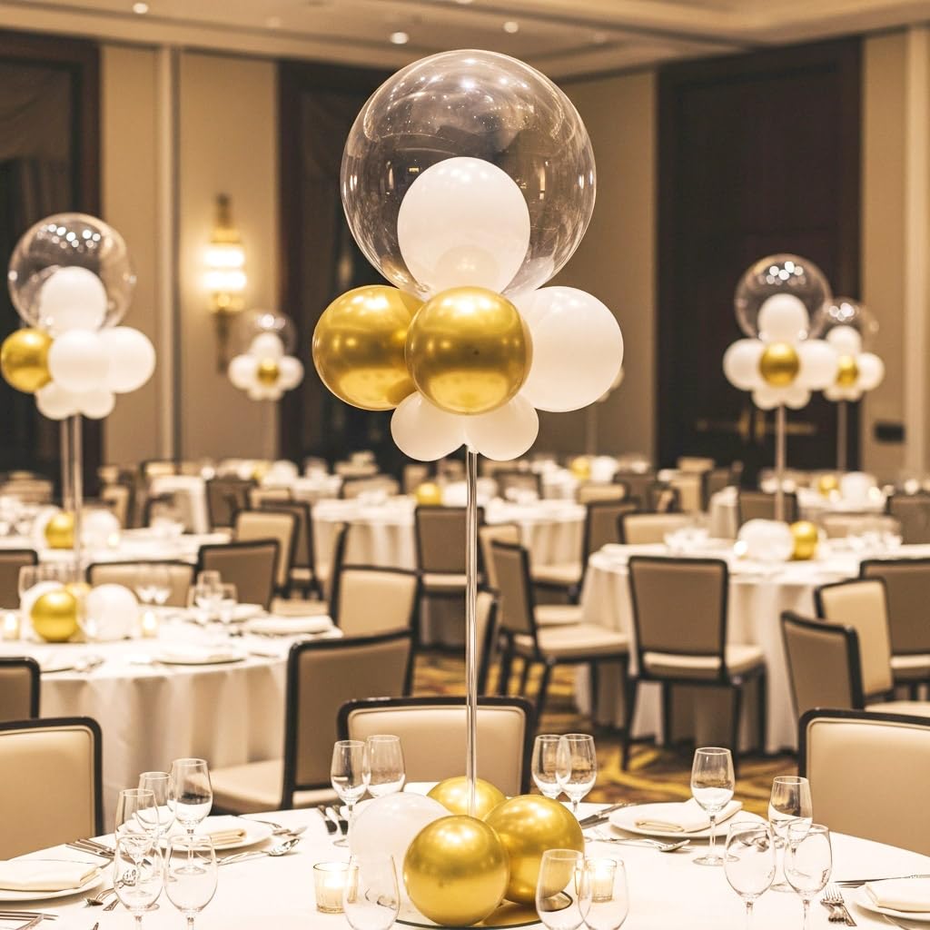 Wiederverwendbares Acryl-Ballonständer-Set – robuste Tischaufsteller mit Stäben und Basis, Ballonständer für Tafelaufsätze, Tafelaufsatz, Tischdekorationen für Partys (6 Stück, 61 cm)