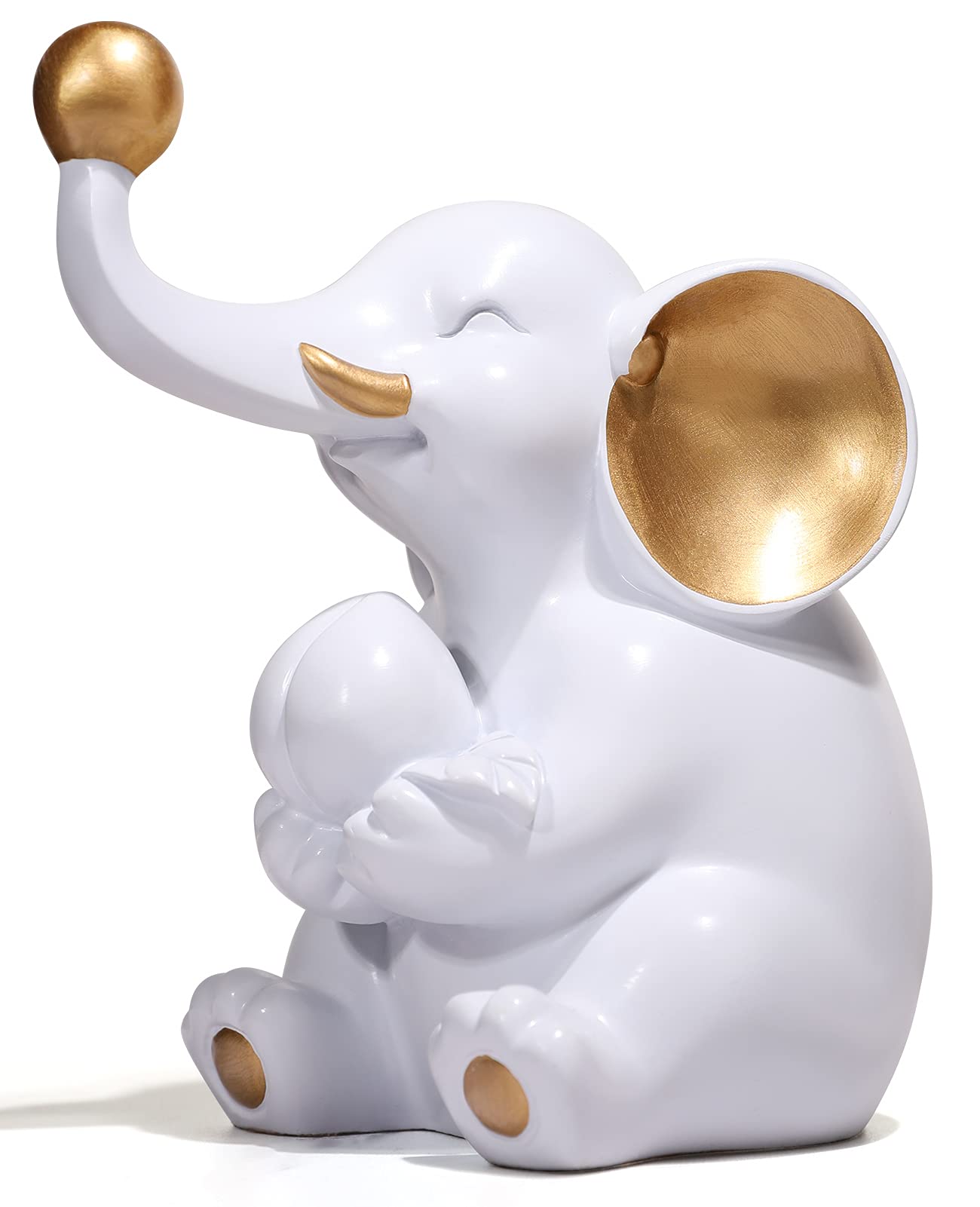 Naturecraf Elephant Pen Pencil Holder Desk Storage Organizer Decoration Artwork for Office Workspace White Elephant Statues Home Décor Accessories Ornaments