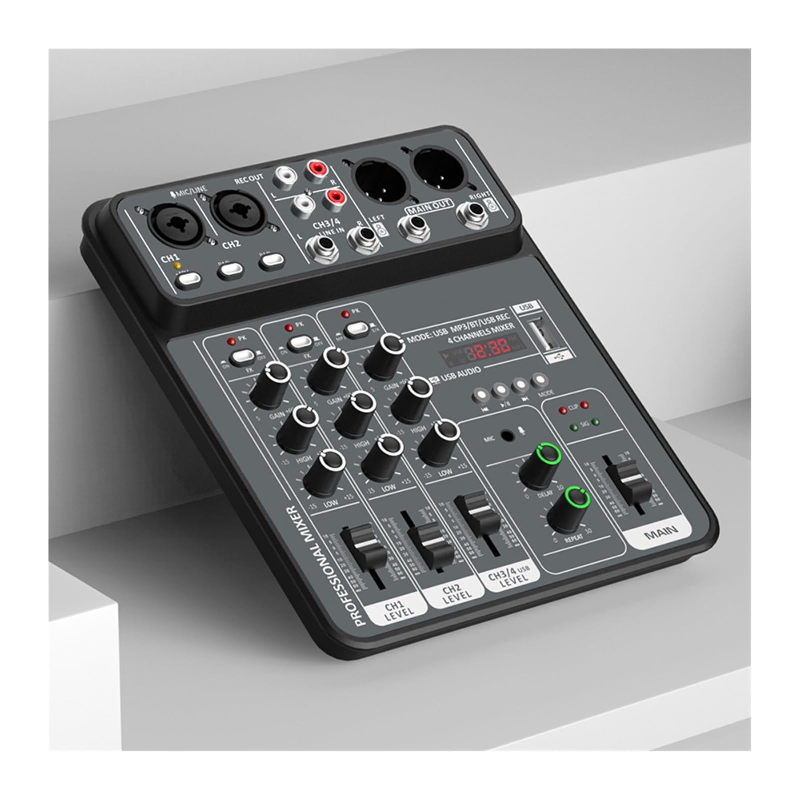 Mixer 48V Power USB Studio Sound Mixers Bluetooth DJ Console Mixing for Karaok