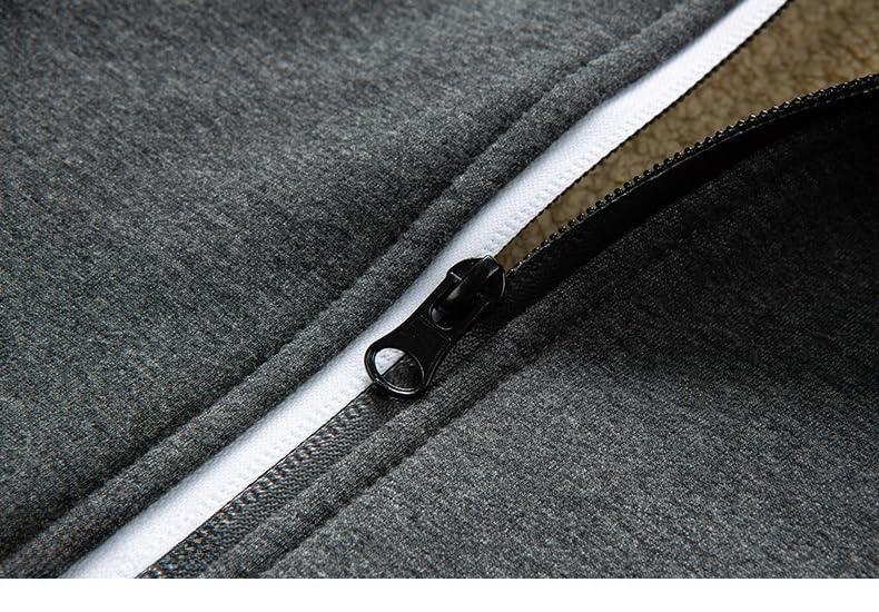 Fleecejacke Herren Winter Full Zip Sherpa Gefüttert Kapuzenjacke Casual Solid Langarm Jacke Warm Verdickte Hooded Sweatshirt mit Tasche und Kordelzug