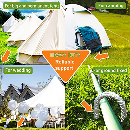 Galvanized Rebar Stakes, 12 Inch Heavy Duty Ground Stakes J Hooks For Camping Tent And Canopy Tent Stakes, 12 Pack, Silver #TOP5