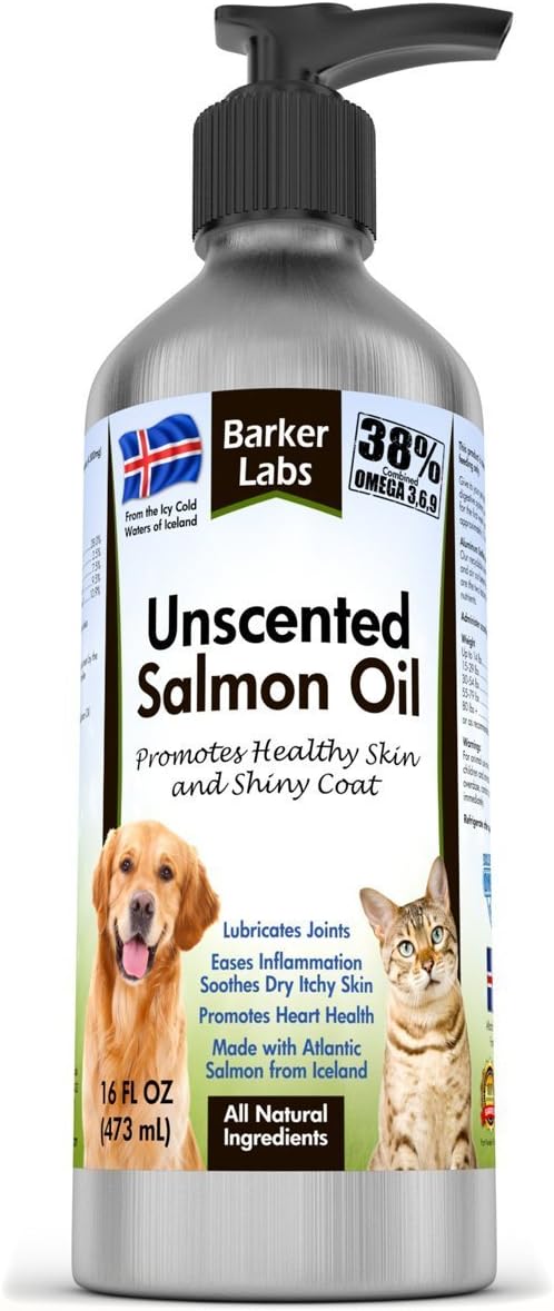 Salmon Fish Oil for Dogs & Cats - Natural & Unscented Omega 3 Gives Your Pet the Coat That Will Make Other Pet Owners Envious