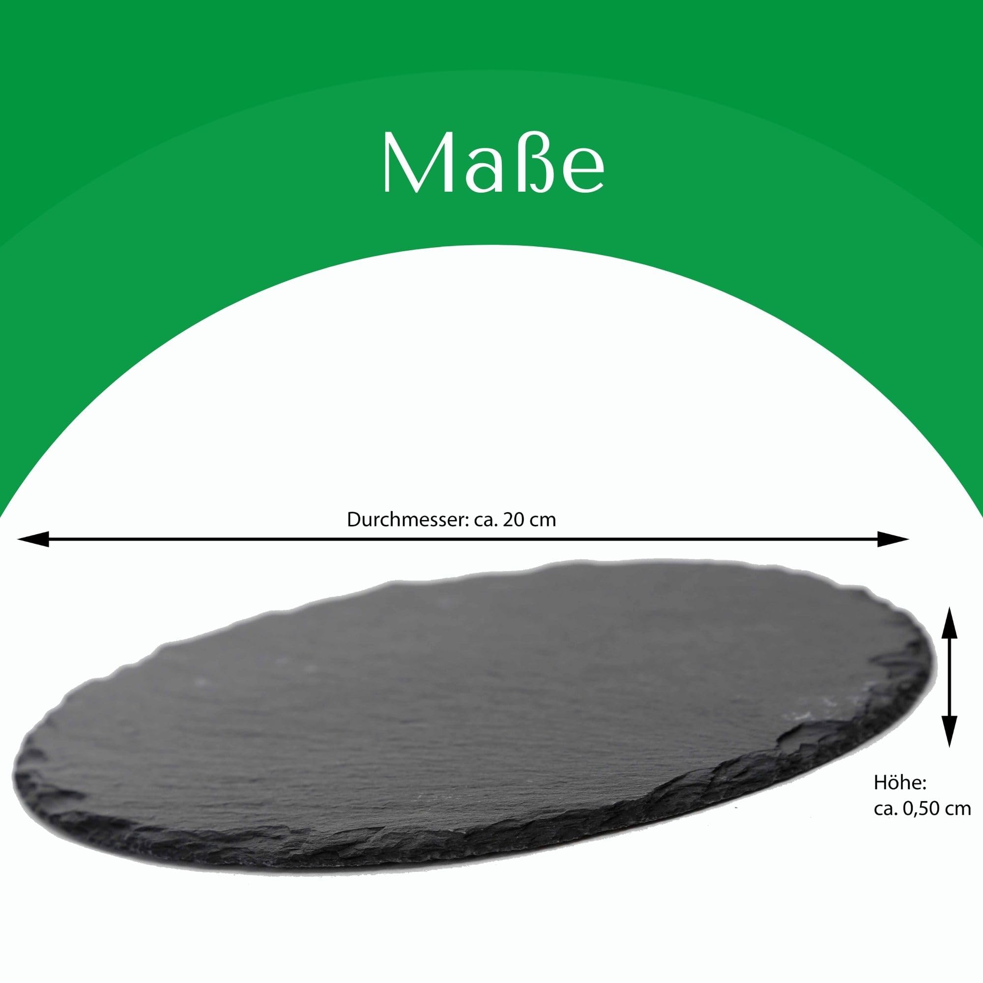 Leistenen platen, set van 4, rond, 20 cm, zwart