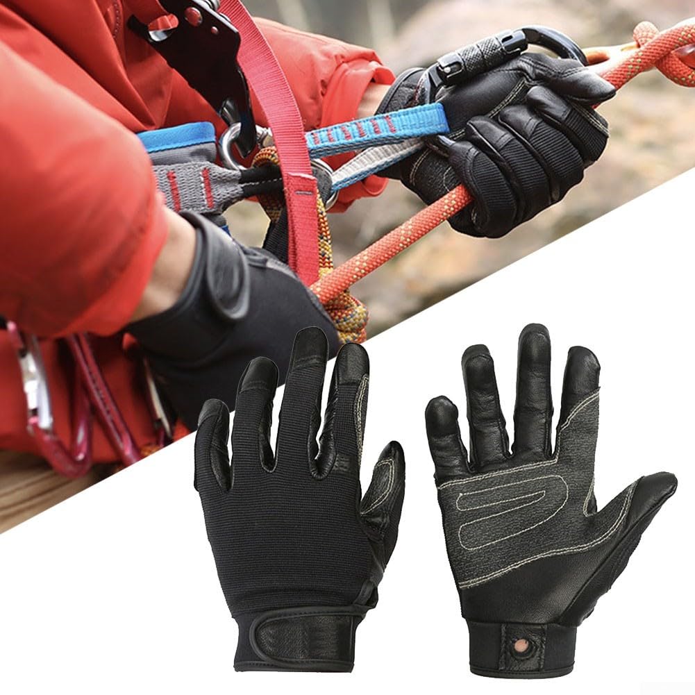 Gants complets en cuir de vache pour activités de plein air, y compris l'escalade, le cyclisme, le roller et les sports de descente avec prise en main améliorée