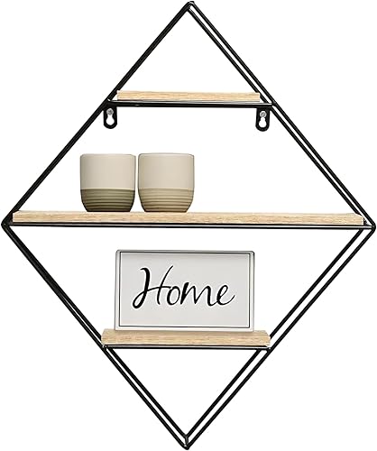 InPlace - Estante de alambre de diamante de madera de granerometal de 16.26 pulgadas de ancho x 3.98 pulgadas de profundidad x 19.83 pulgadas de alto