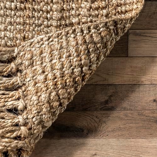 nuLOOM Oval 5x8 Daniela Jute Tassel Hand Woven Area Rug, Natural,...